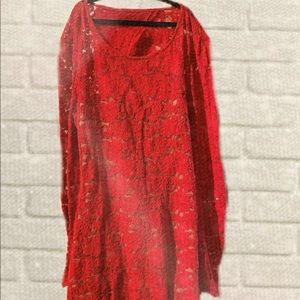 Long Sleeved Express Red Lace Dress 👗
